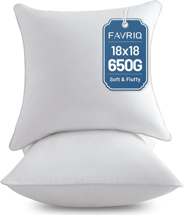 18 x 18 Pillow Inserts () - 18 Inch Square Interior Sofa Throw Pillow with 100% Cotton Cover - Decorative - Set of 2