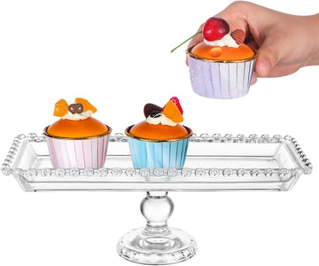 Glass Cake Stand Dessert Tray Candy Cake Serving Plate 11.7inch Serving Platter Footed Buffet for Wedding Brithday