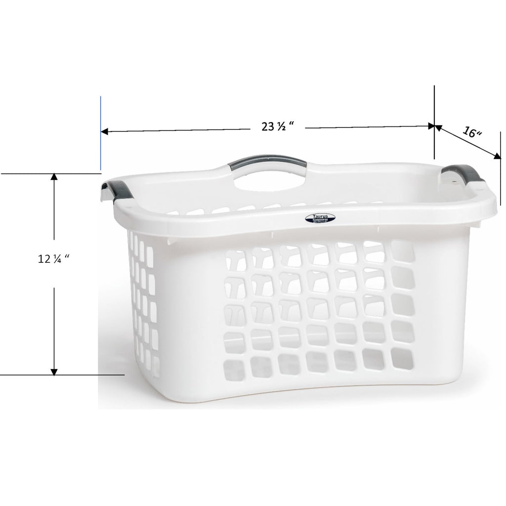 Comfort Grip Plastic Laundry Clothes Basket, Upright Design, White