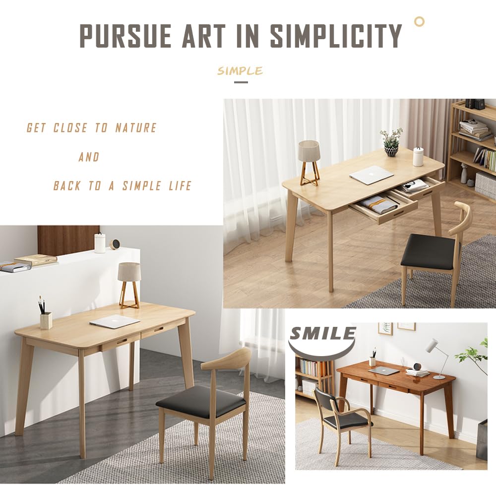 Solid Wood Writing Desk - Home Office Laptop Computer Table, Walnut