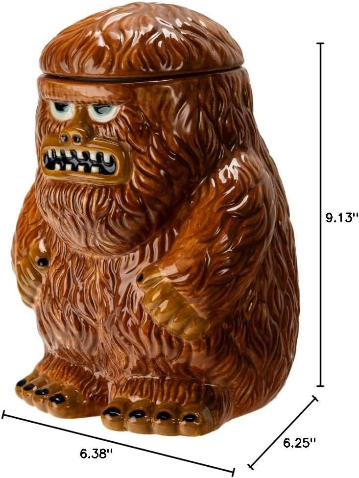 Legendary Bigfoot Sasquatch Ceramic Cookie Jar Fun Mythical Creature Kitchen Storage Container Cryptid Themed Home