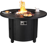 42in Propane Fire Pit Table, 50,000 BTU Auto-Ignition Outdoor Patio Fire Pit with Waterproof Cover, Blue Fire Glass & Convertible Lid – CSA