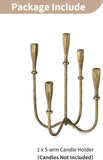 Iron Taper Candle Holders: Gold Tall Candelabra for Candlestick - Antique Brass Candle Stick Holder 5 Arm