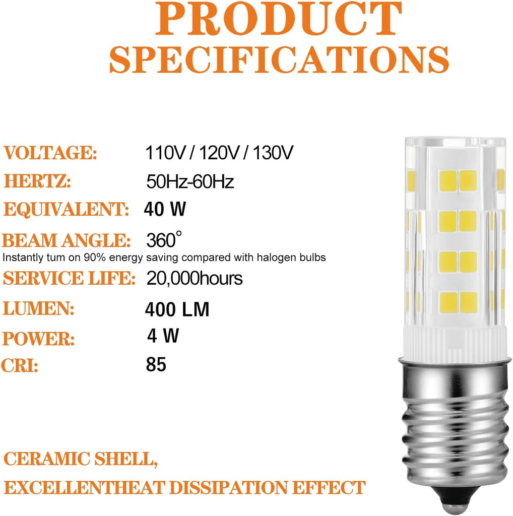 E17 LED Microwave range hood over the stove bulb Equivalent to 40W halogen lamp replacement