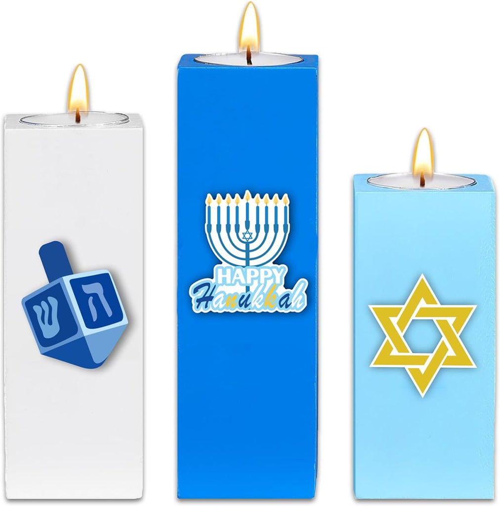 Set Hanukkah Tealight Candle Holder Chanukah Tea Light Votive Candle Hanukkah Table Decorations for Chanukah Jewish - Set of 6