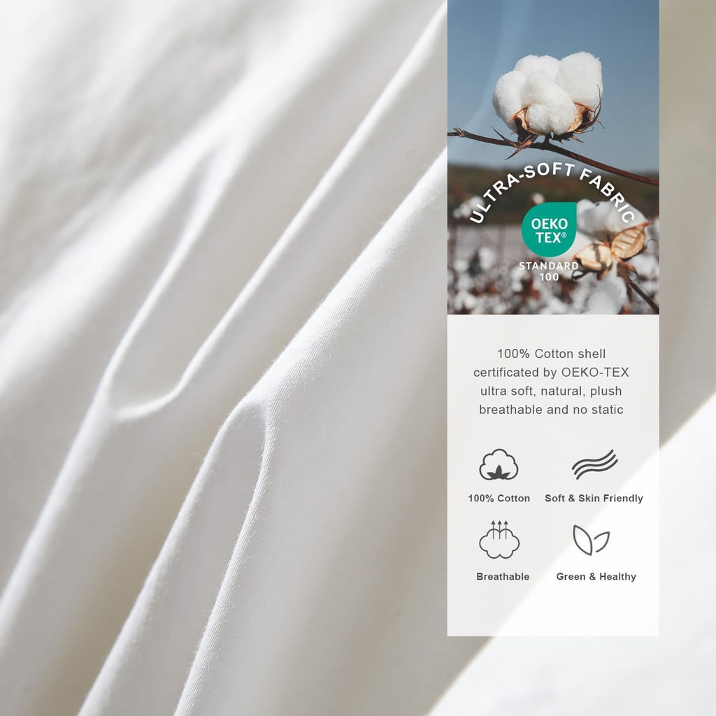 Premium Feathers Down Duvet Insert Comforter Oversized King All Season Medium Warmth White 100% Cott