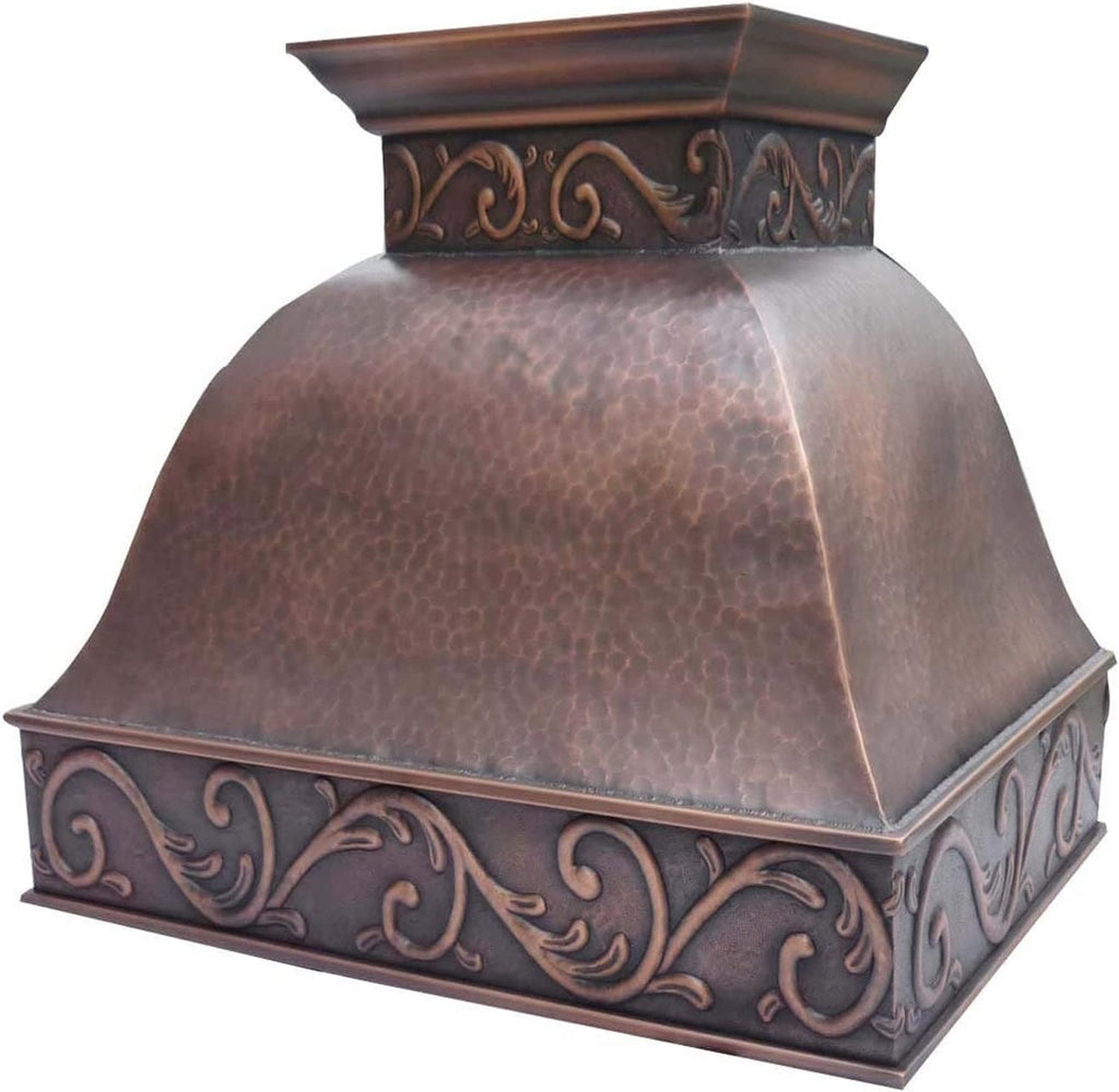 36 Inch Copper Range Hood Insert 4 Speed LED Lights, Baffle Filters