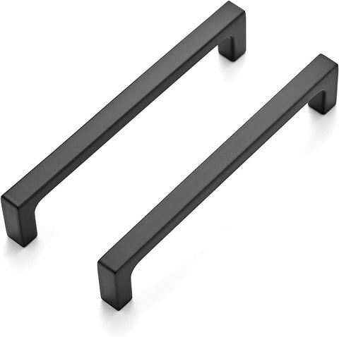 5 Pack 5 Inch Square Cabinet Handles Matte Black Pulls Drawer Pulls Kitchen Hardware Flat Black Handles