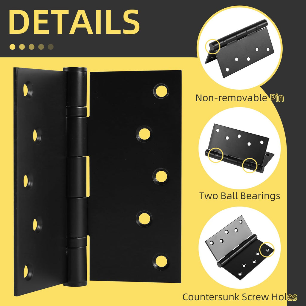 5 Inch Stainless Steel Door Hinges, Heavy Duty Commercial Door Hinges Ball Bearing Hinges for Exterior & Interior