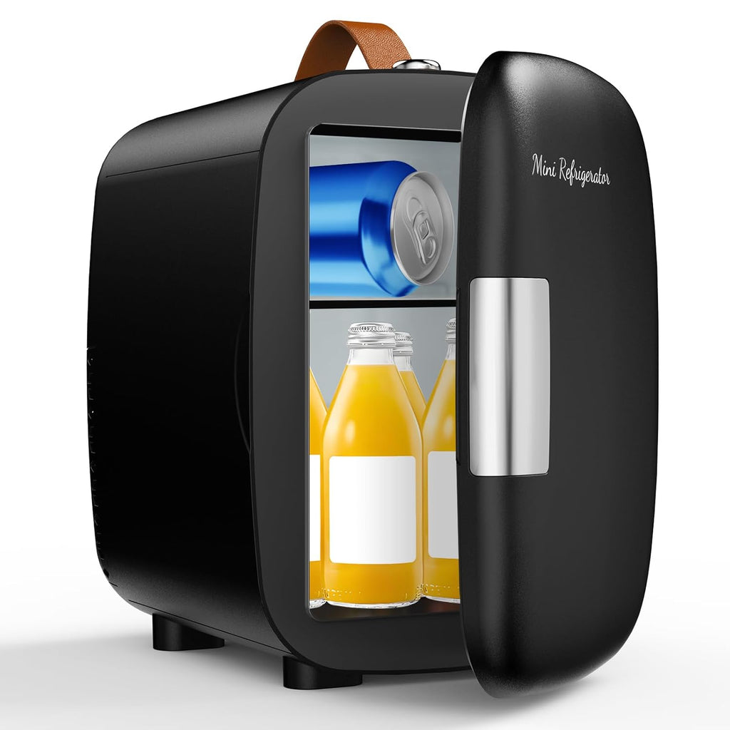Mini Fridge for Bedroom, 4L Compact Personal Fridge Cooler For Skincare, Drinks, And Snacks, Fits 6 Cans, Mini