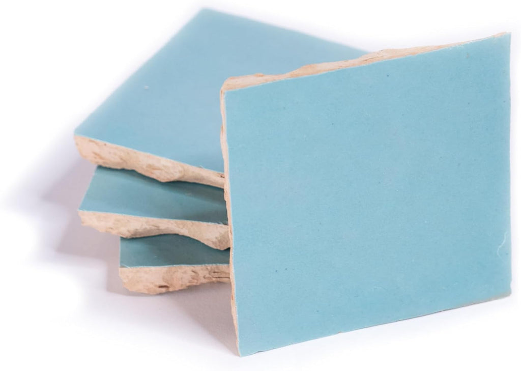 Zellige Mosaic Tile, 4x4in. Floor & Wall in Powder Blue | Clay