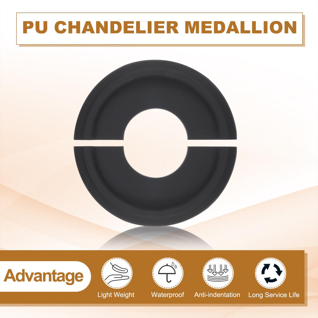 Ceiling Medallion, 2 Pcs 10" OD x 4" ID PU Decorative Ceiling Light Medallion Chandelier Medallion Split Ceiling