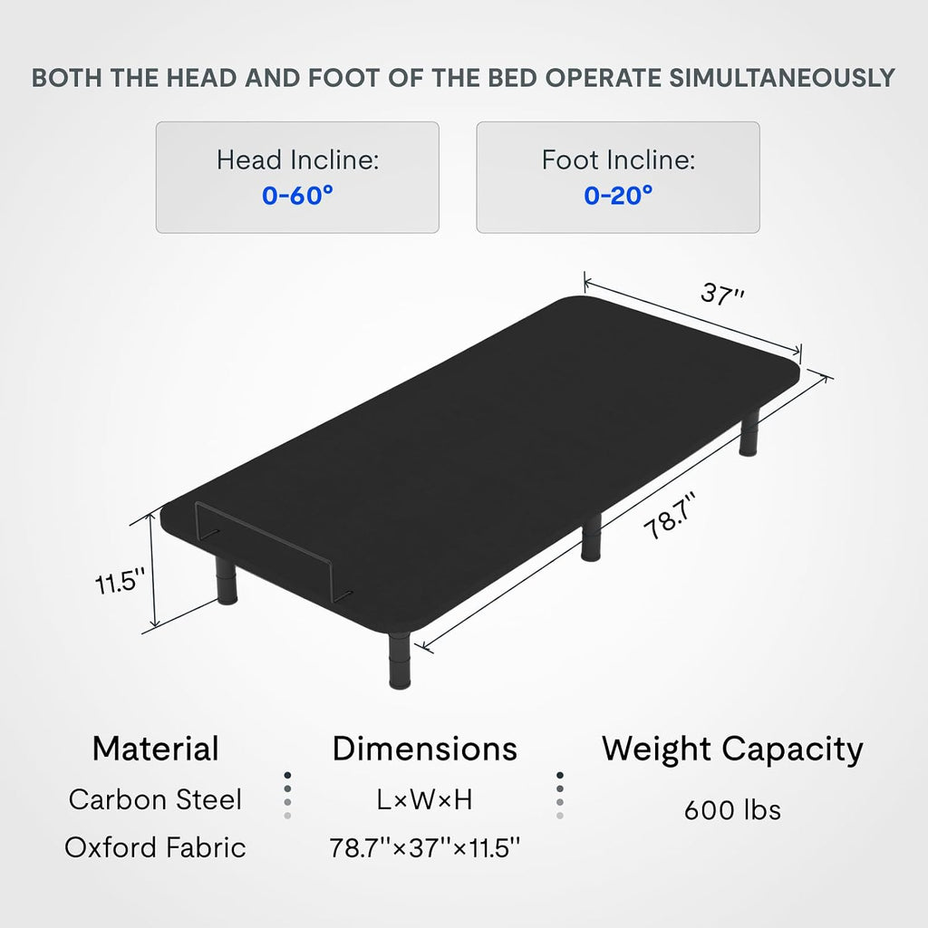 Split King Adjustable Bed Frame Base, Quiet Motor & Easy Assembly