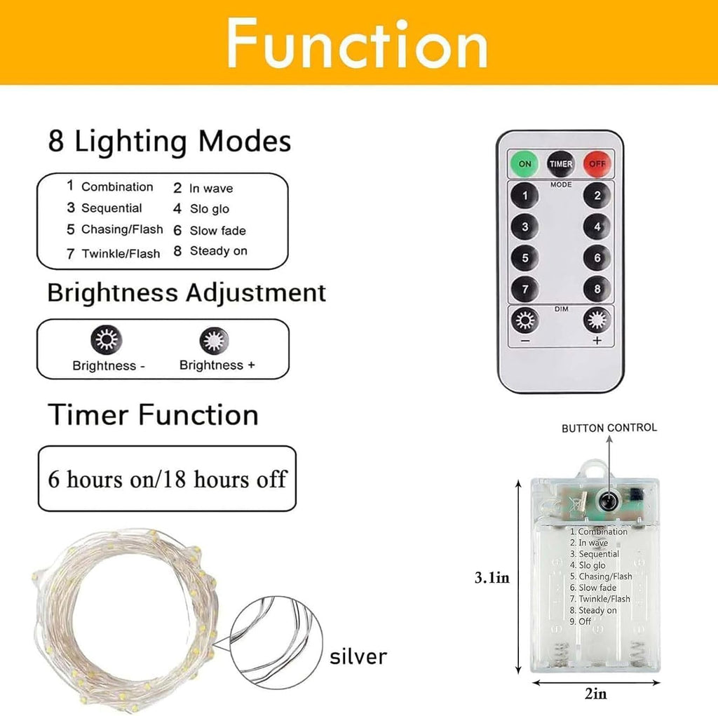 4 Pack Fairy Lights Battery Powered with Remote Twinkle Lights Multicolor