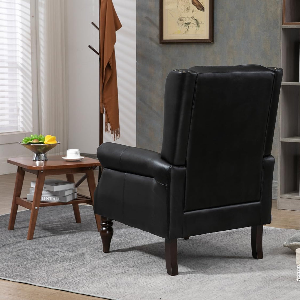 Mid-Century Wingback Chair, PU Leather Accent Chair Armchair with Buttons,Modern Living Room Chairs with Rivet