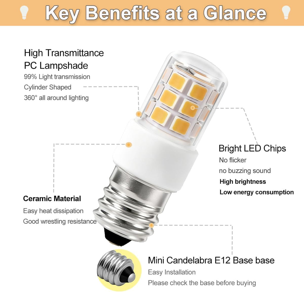 E12 C7 Salt Himalayan Lamp Bulbs, 2W C7 LED Night Light Bulb