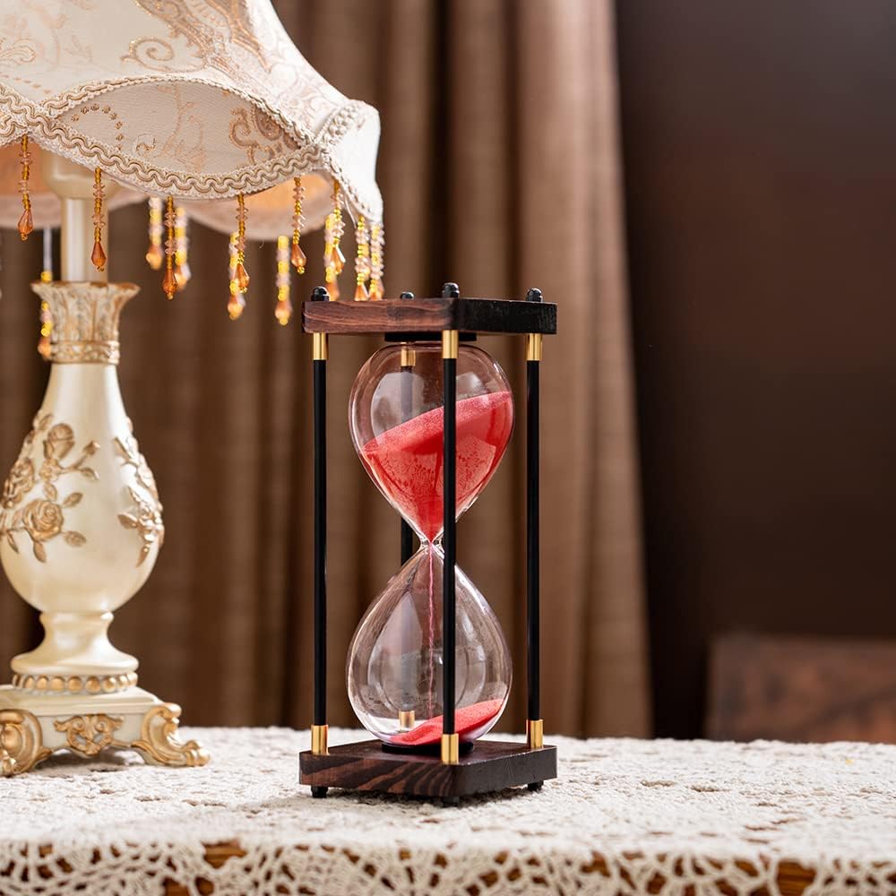 Large Sand Timer, Hourglass Timer 60 Minutes,Vintage Wooden Hour Glass Timer,Modern Home Kitchen Office Decoration