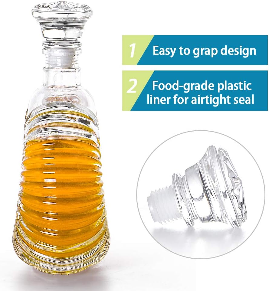 Liquor Decanter, Glass Decanter with Airtight Stopper, Decanter Bottle for Whiskey, Brandy, Scotch, Bourbon 24oz/700ml