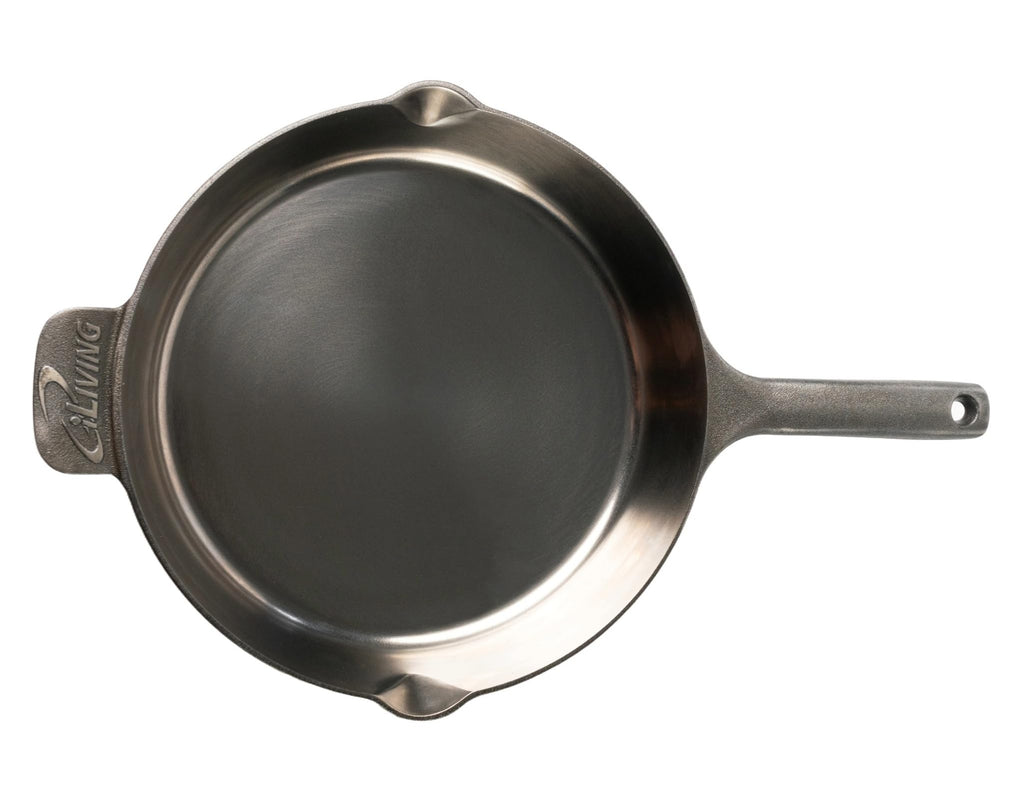 Un-seasoned Modern Heirloom Mirror Polished Cast Iron Skillet Pan 12" (2.7" Wall Height / 3.7 L), Silver