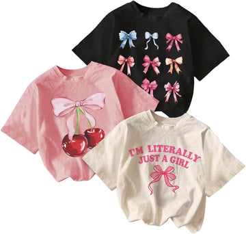 Girl's Graphic Tees Crewneck Summer T Shirt Tops Cute Clothes