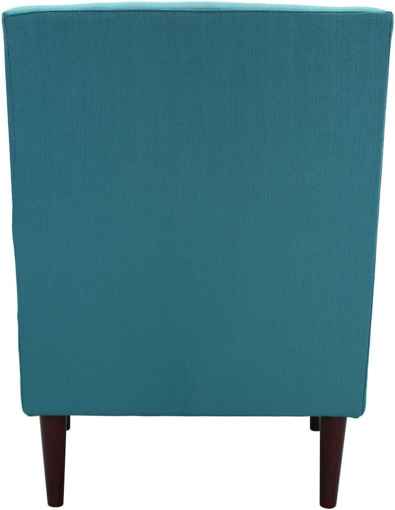Emma Arm Chair with Wooden Legs, Modern Accent Lounge Chair Bedroom, Comfortable Armchair, Peacock, Klein Fabric