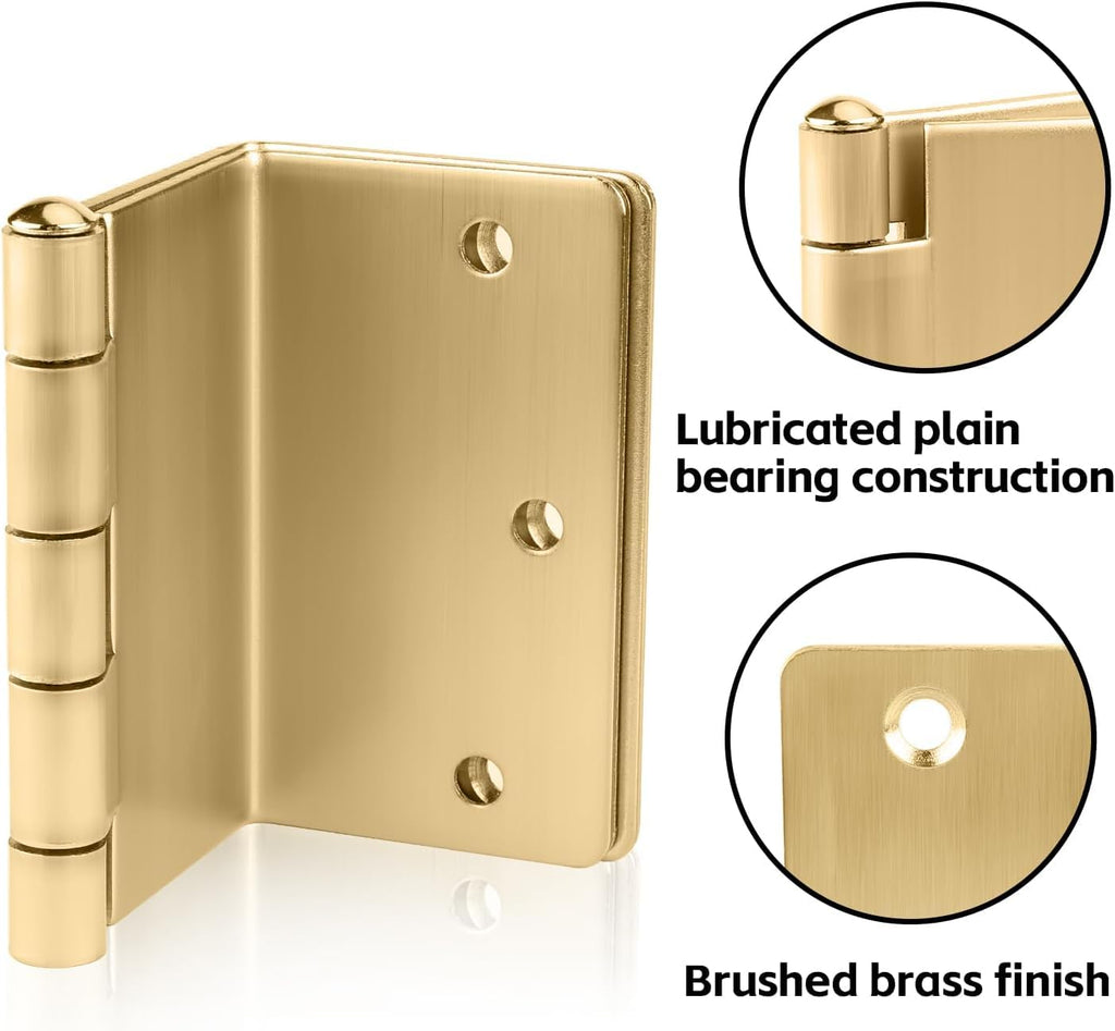 12 Pack Gold Offset Door Hinges 3.5 Inch with 1/4" Radius Corner