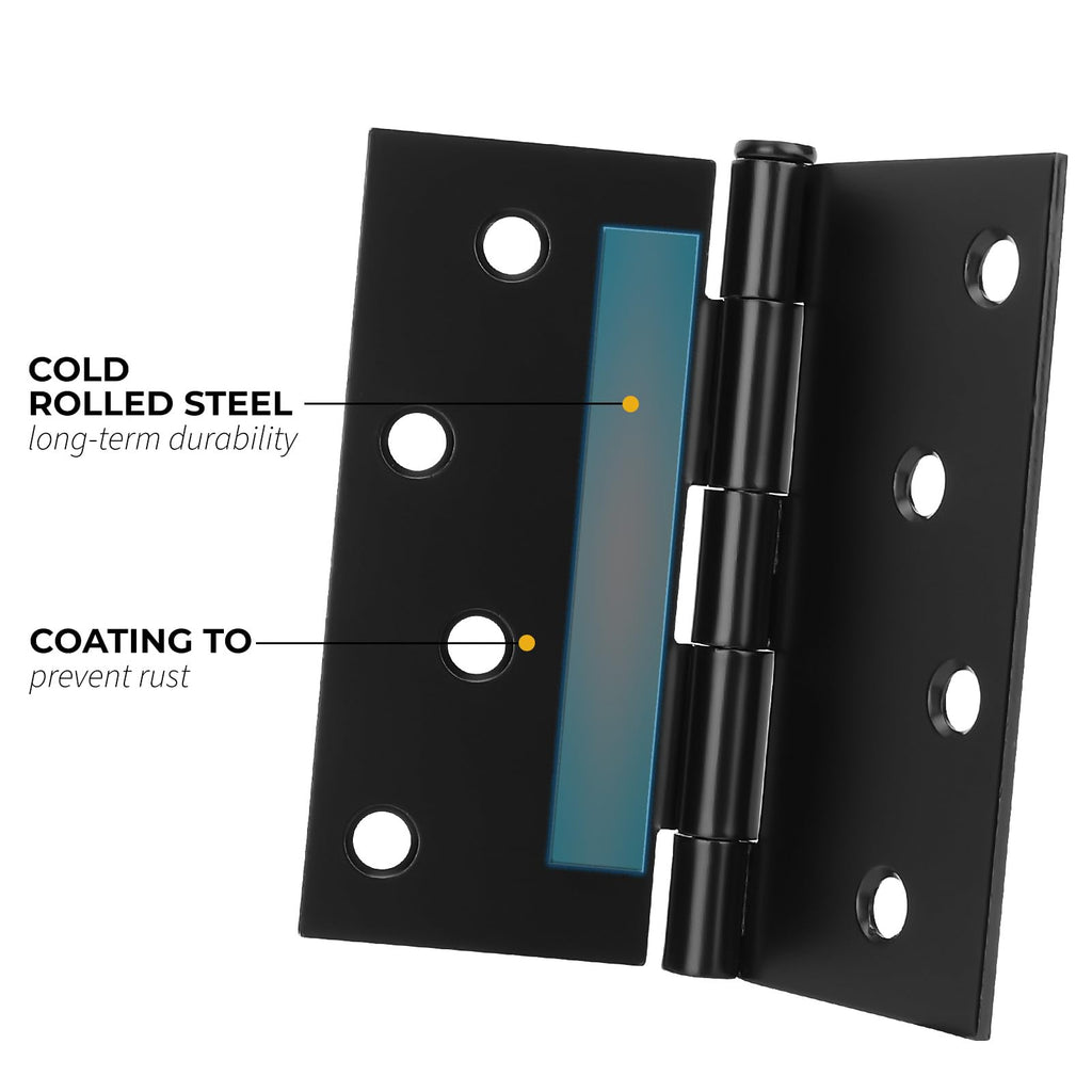 18 Pack Matte Black Door Hinges, 4 x 4 Inch Black Door Hinges