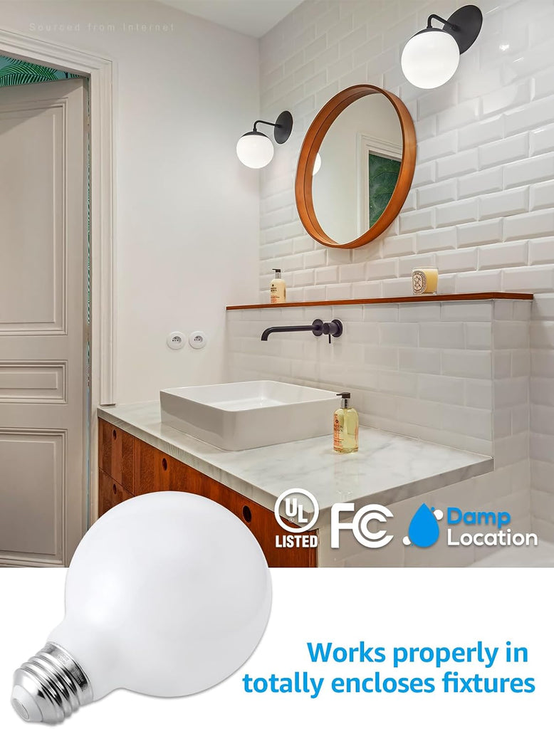 G25 Globe Light Bulbs LED Dimmable 4000K Cool White