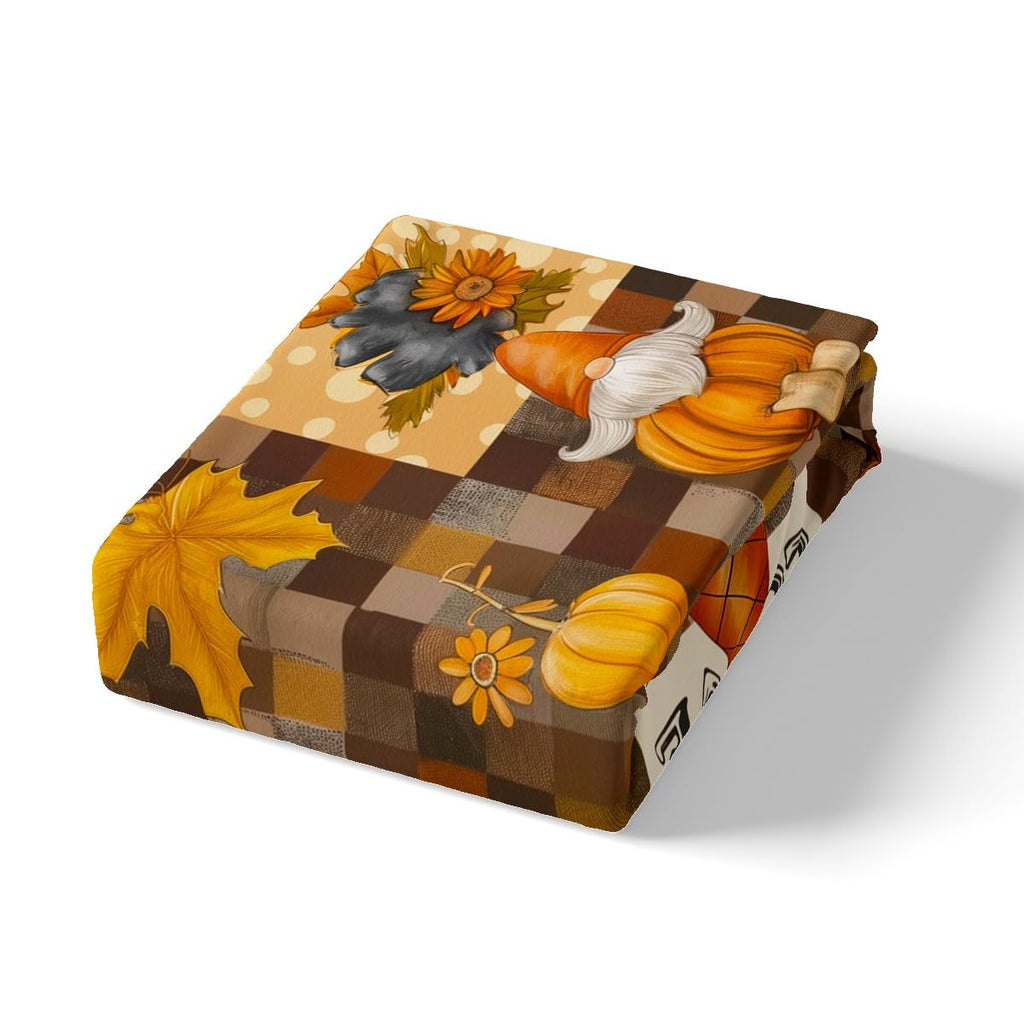 Fall Pumpkin Harvest Duvet Cover Set, Rustic Maple Autumn Leaves Quilt Cover Set(NO Comforter), Patchwork