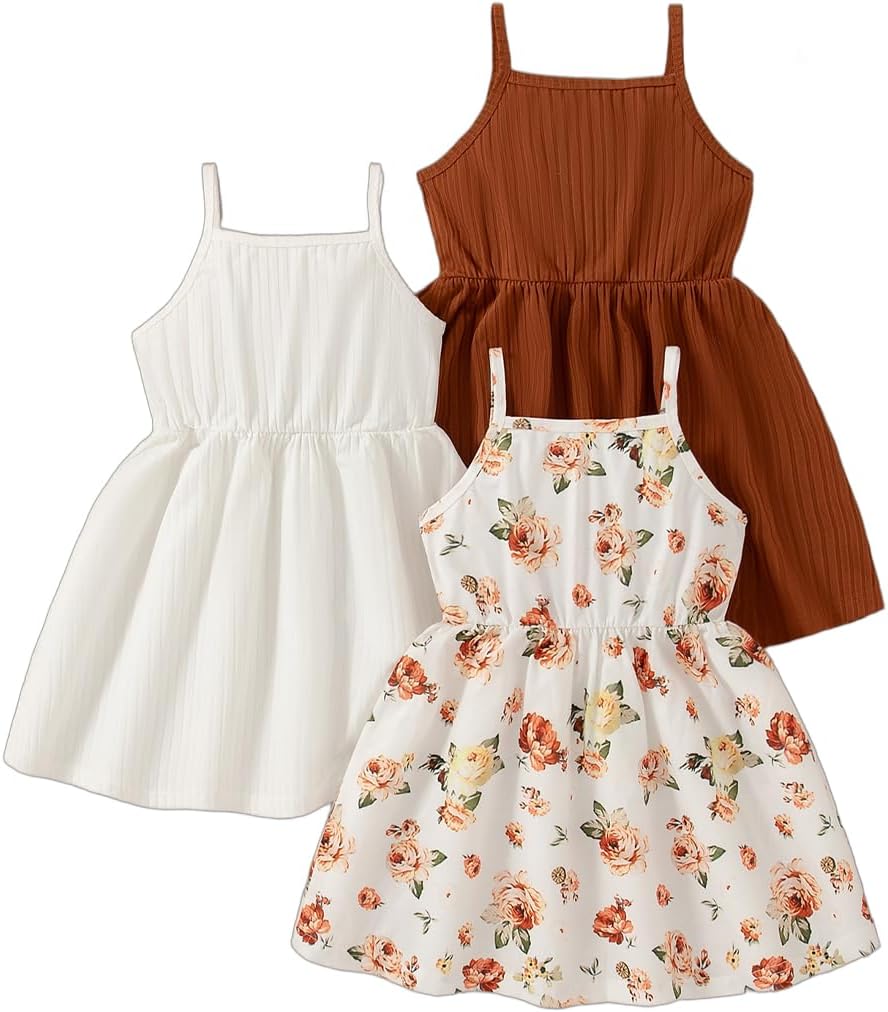 Dresses Toddler Girls Dress Pack Casual Party Print Skater A-line Dress Sundress