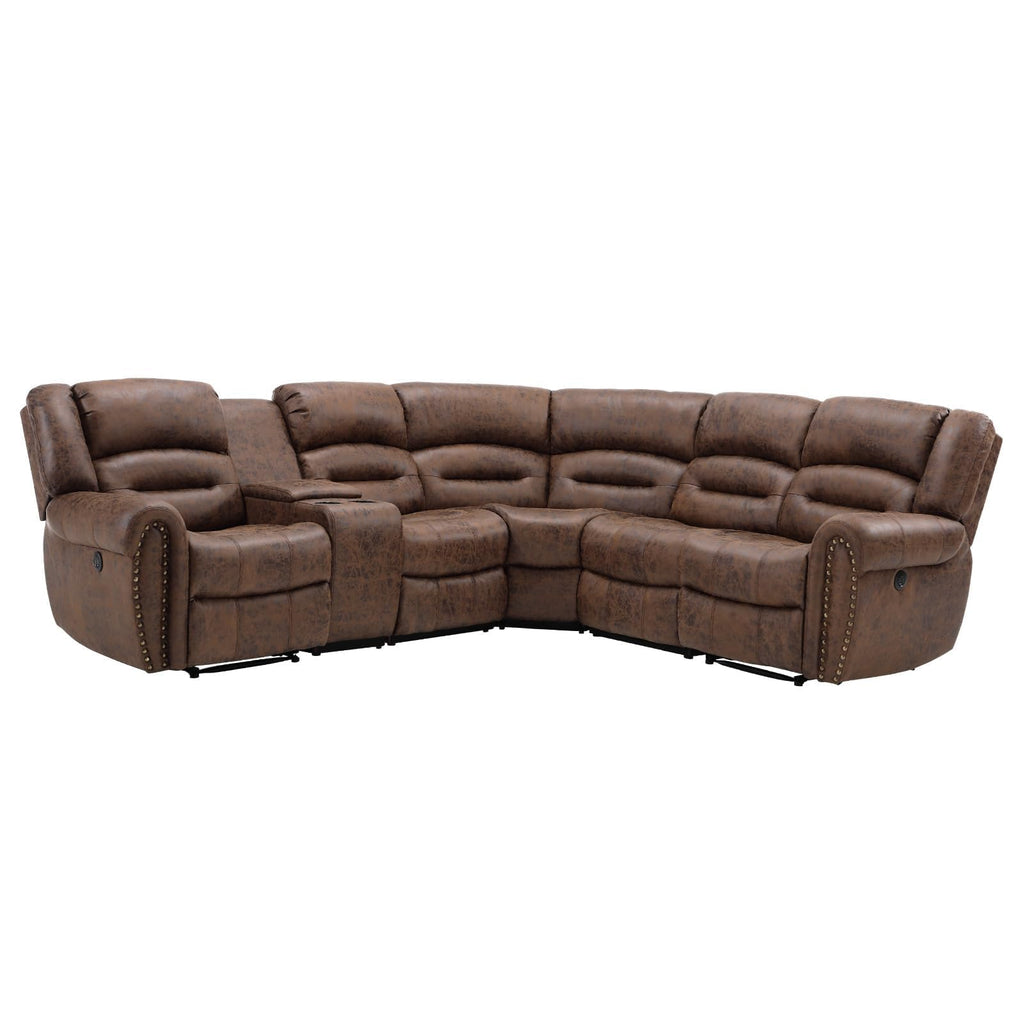 Faux Leather Reclining Sectional Couches, L-Shaped Power Recliner Sofa Corner Sectional Couch Home Furniture Set