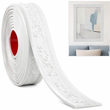 Peel and Stick PVC Crown Molding Trim 16.4 Ft x 1.8" Home Decor, White