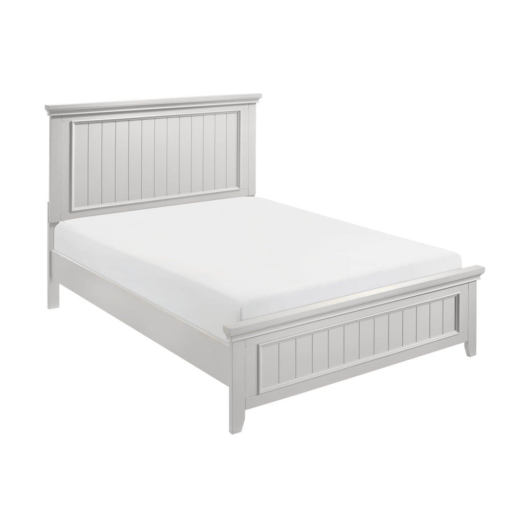 Farmhouse Panel Bed White Wood Shiplap Headboard Frame