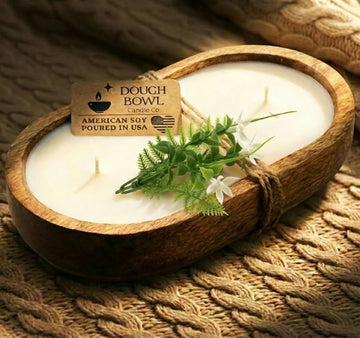 Bowl Candle Co. Jasmine Candle for Women or Men - 10x6 3 Wick Scented Candles, Mango Wood Large Luxury Soy Candles