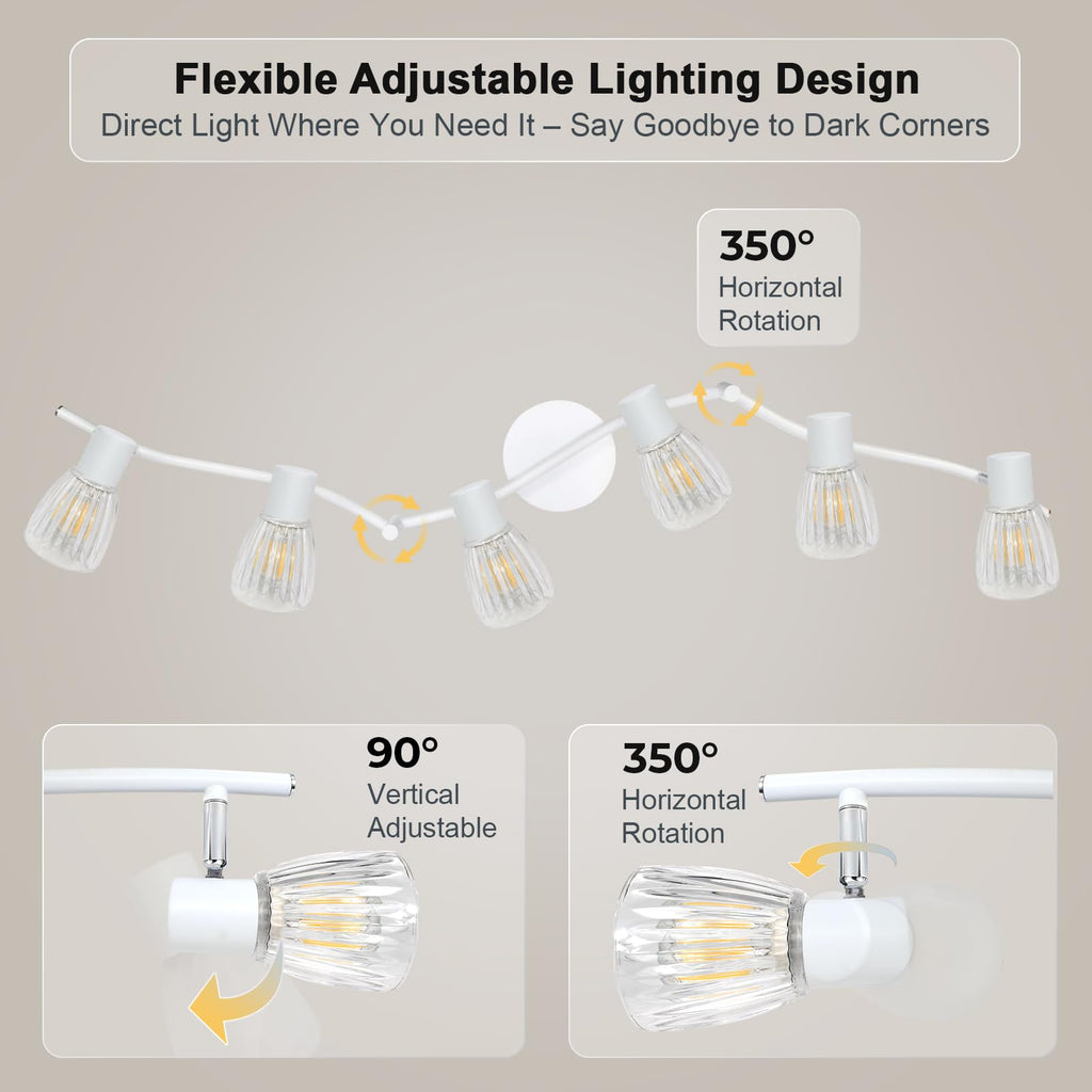 Track Lighting, Flexible Modern Ceiling Light Fixture White