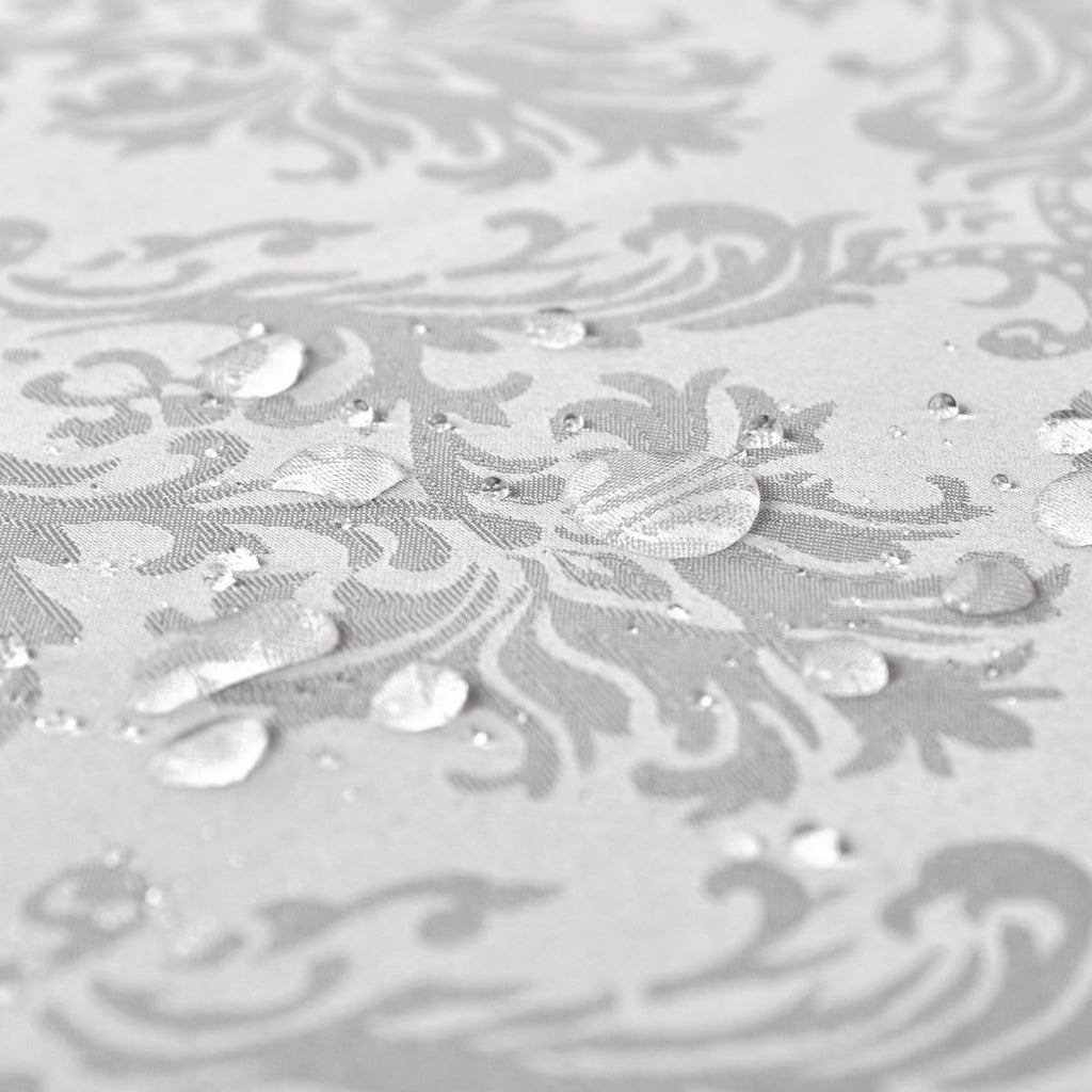 Rectangle Tablecloth - 52 x 70 Inch Gray Damask Table Cloth Jacquard Design Spill Proof Wrinkle Resistant Waterproof