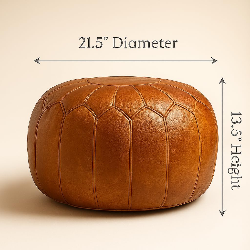 Ottoman Leather Pouf - Luxurious Boho Decor , or Lounge Seating | Comfort & Style
