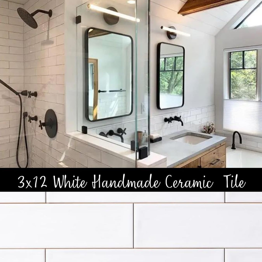 Larissa Handmade Ceramic Subway 3x12 Inch Wall Tile Backsplash Gloss Finish Shower, Accent Decor, Fireplace (Box of
