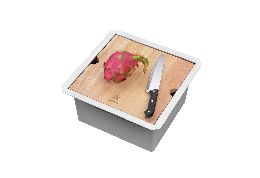 Workstation Ledge Undermount Single Bowl 304 Stainless Steel Kitchen Sink, With Grid, Cutting Board (15 x 15)