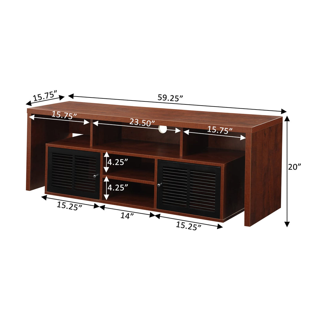 Concepts Lexington 65 inch TV Stand with Storage Cabinets and Shelves, Cherry