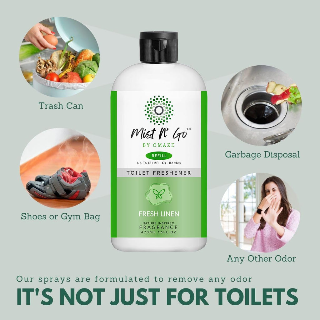 By OMAZE Bathroom Odor Spray for Toilet Spray Refill Bottle - Multitasking Toilet Spray - Bathroom Spray Odor
