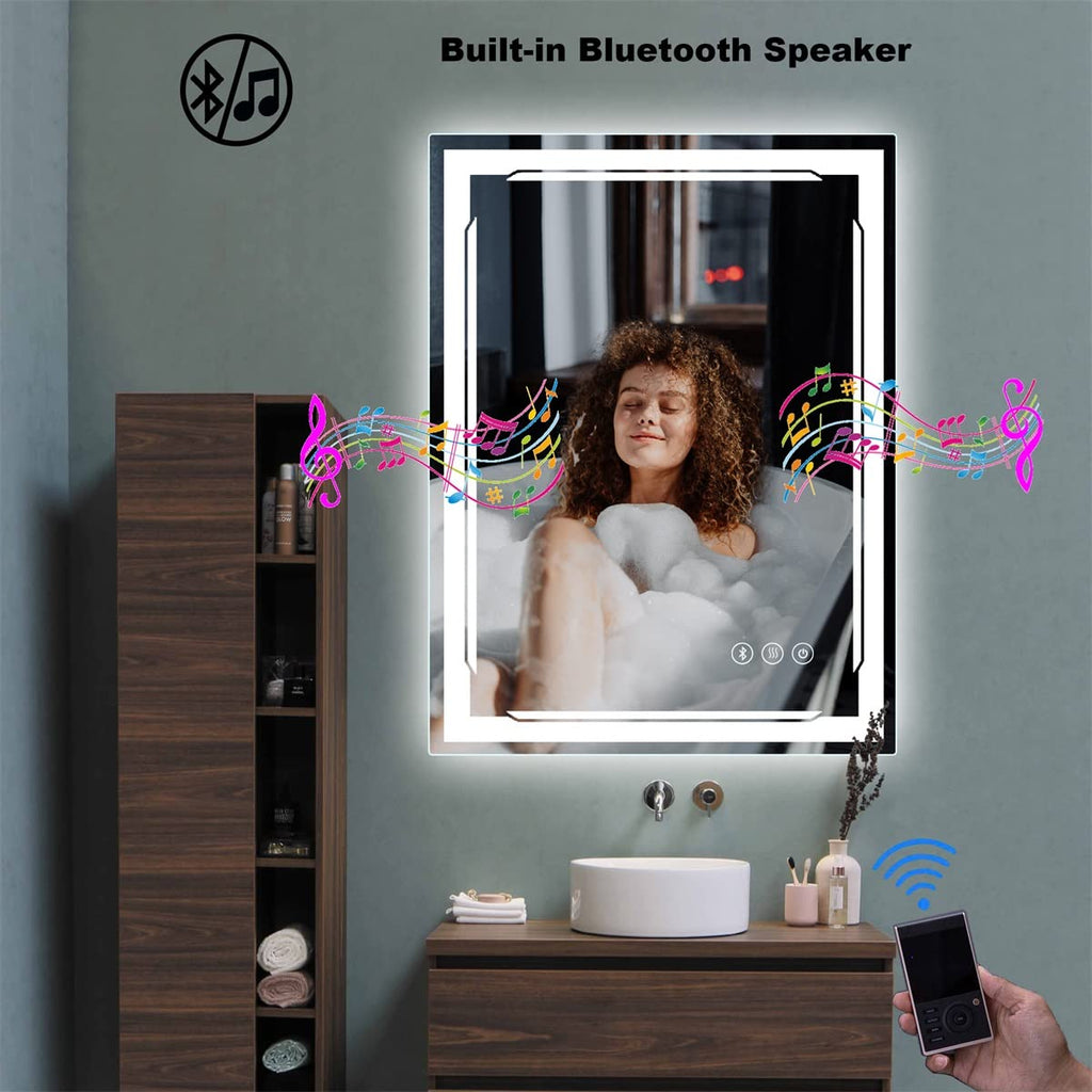 24x32 in LED Bathroom Vanity Makeup Mirror with Lights & Bluetooth Speaker