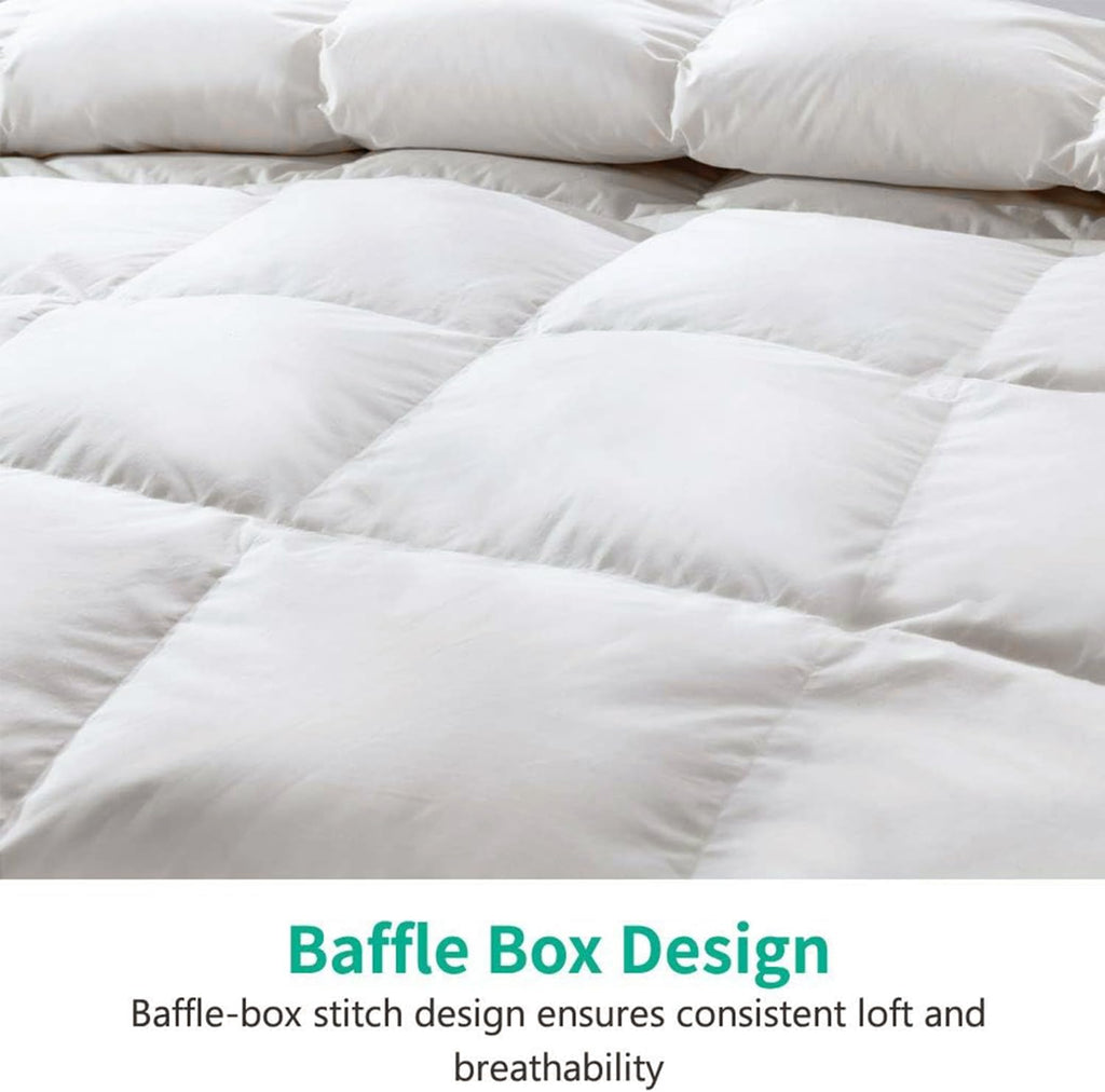 Fluffy Down Feather Fibers Comforter King, Organic Cotton Cover Down Feather Fibers Duvet Insert for