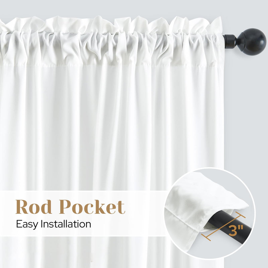 Non-See-Through White Privacy Sheer Curtains, 52 X 96 Inches Long