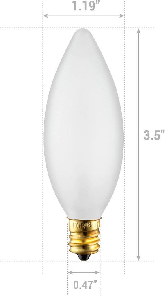 25W Incandescent Chandelier Bulbs, E12 Candelabra Base, 12-Pack