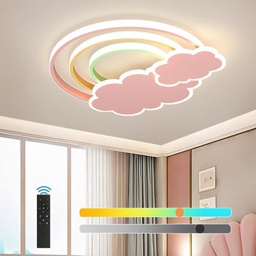 LED Pink Ceiling Light Modern Cartoon Children's Room Dimmable Ceiling Light with Remote Control Nordic Children's
