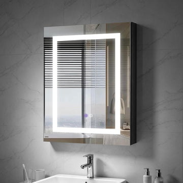 24 x 30 Inch LED Lighted Bathroom Medicine Cabinet with Mirror, 3 Stepless Adjustable Shelves, Recessed