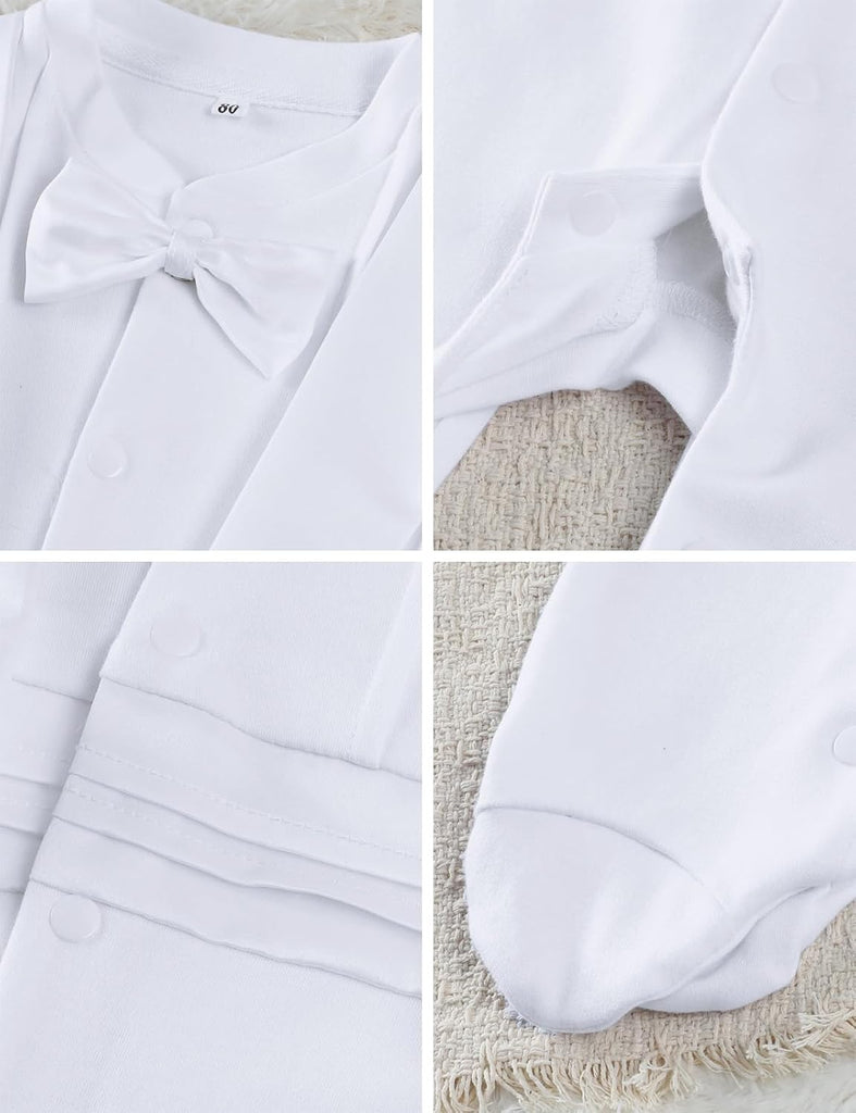 Baby Boy Baptism Outfit Infant Christening Tuxedo White