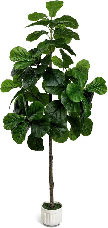 Artificial Fiddle Leaf Fig Tree 6FT with White Planter