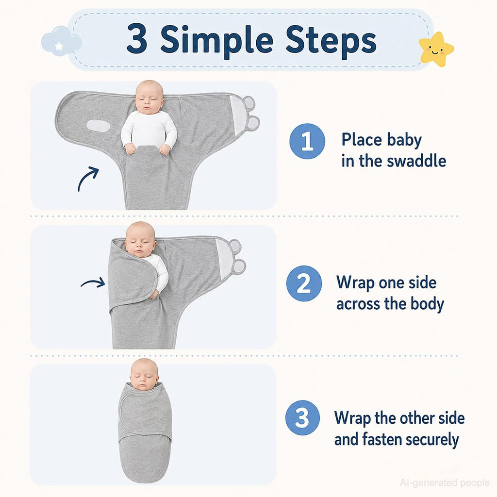 Pack Unisex Baby Swaddles for Newborns with Hat(Grey/Star/Stripe)